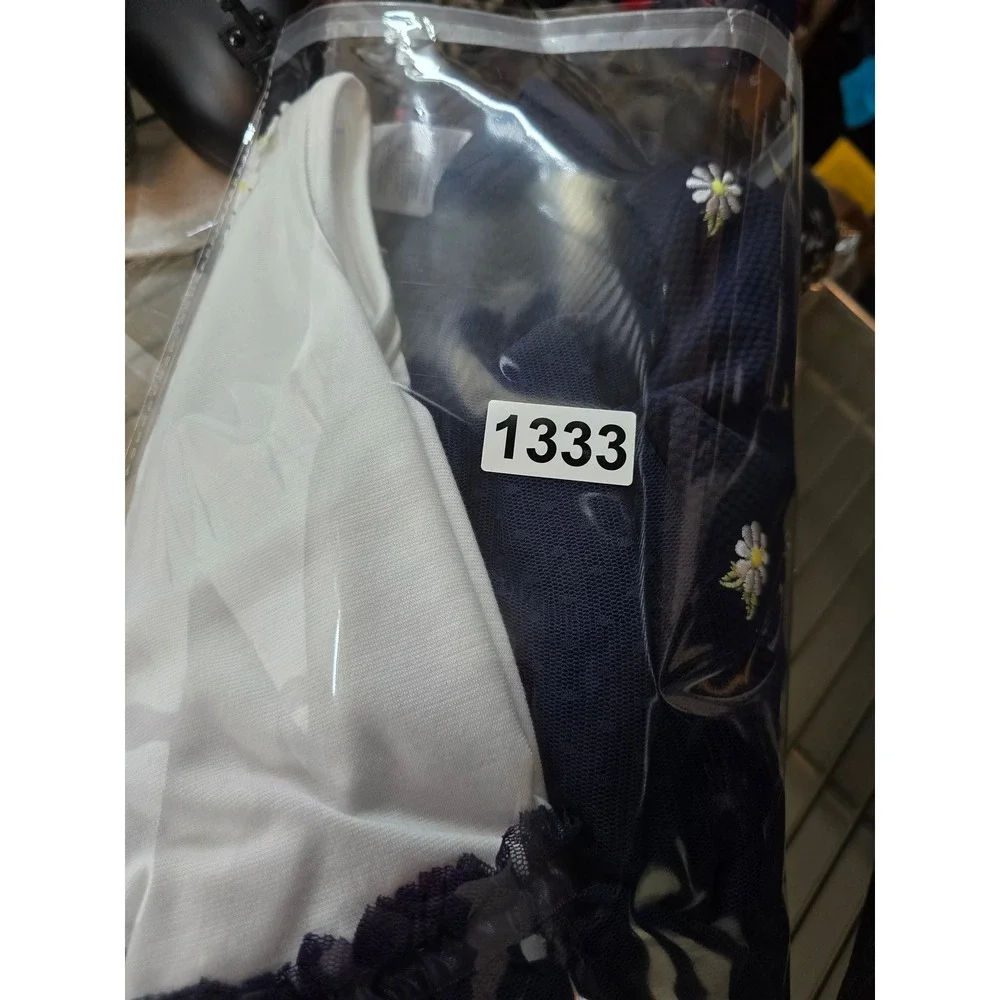 Blueberri Boulevard Girls Navy White Daisy Dress and Coat Set Size 4‎ BB5GH00